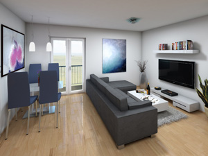 Vizualizace obývacího pokoje
